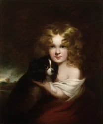 Junges Mädchen mit einem Hund, ca. 1840